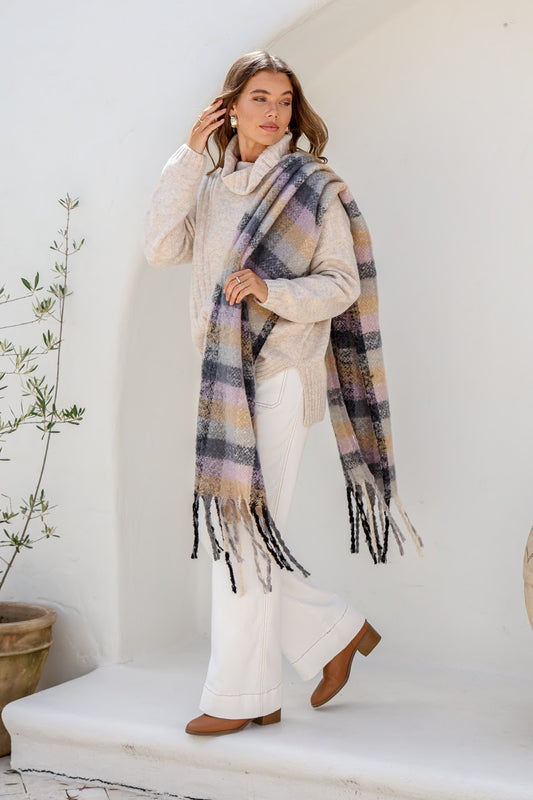 gorgeous oversized soft luxury scarf in a variety of colours and tassels at the ends